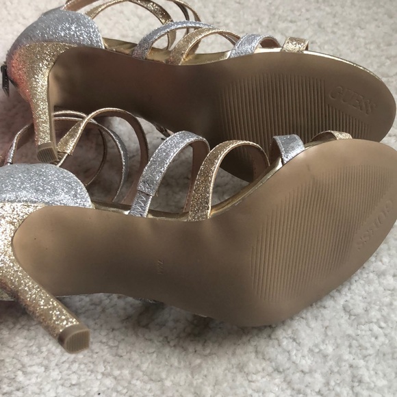 Guess Silver and Gold Multi Textured Heels. - Picture 2 of 6